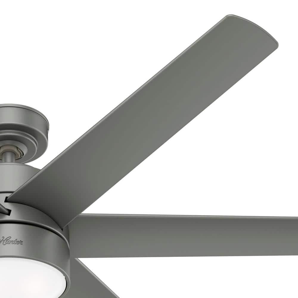 Hunter Solaria 60 in Integrated LED IndoorOutdoor Matte Silver Ceiling Fan with Light Kit and Wall Control