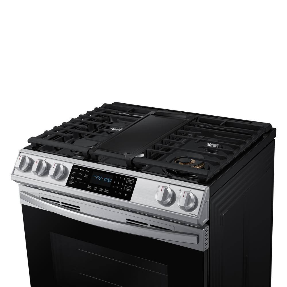  30 in. 6 cu. ft. 5-Burner Slide-In Gas Range with Air Fry and Fan Convection in Stainless Steel NX60T8511SS