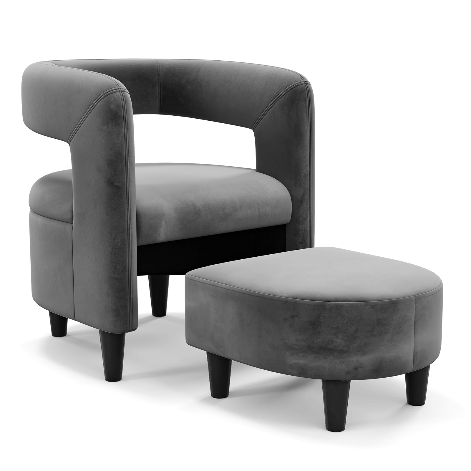 Giantex Velvet Accent Chair with Ottoman