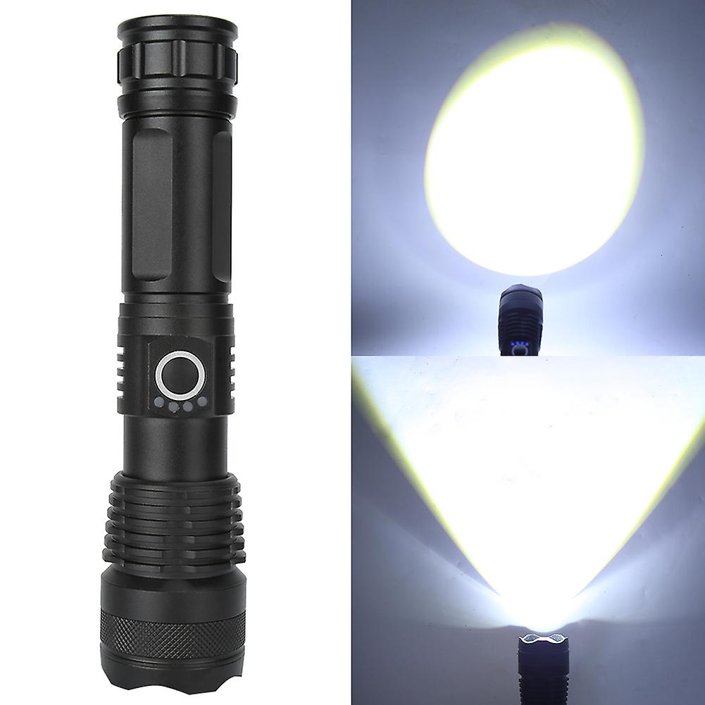 Xhp70 Led Telescopic Zoom Flashlight High Brightness Torch Usb Rechargeable 5 Modes Waterproof For Outdoor Camping Emergencyblack