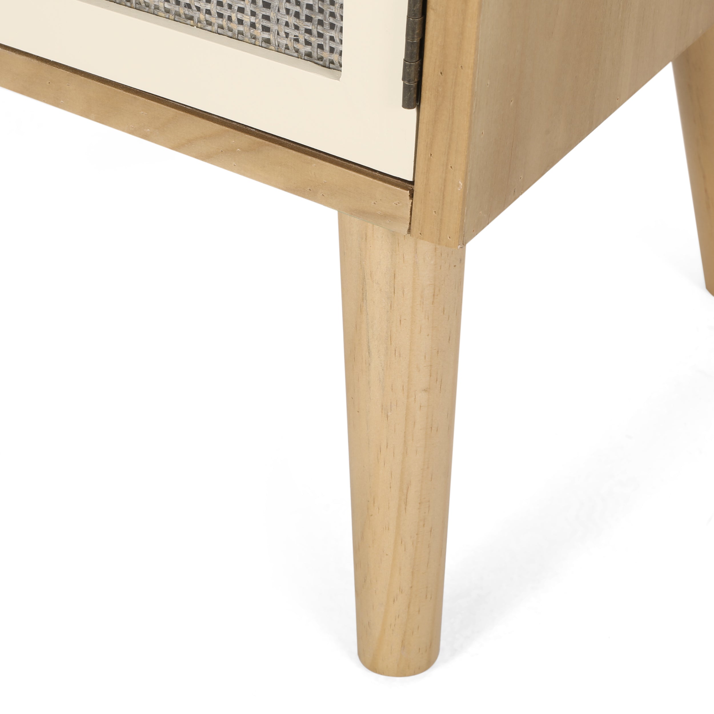 Barrere Contemporary End Table with Hutch, Natural and White