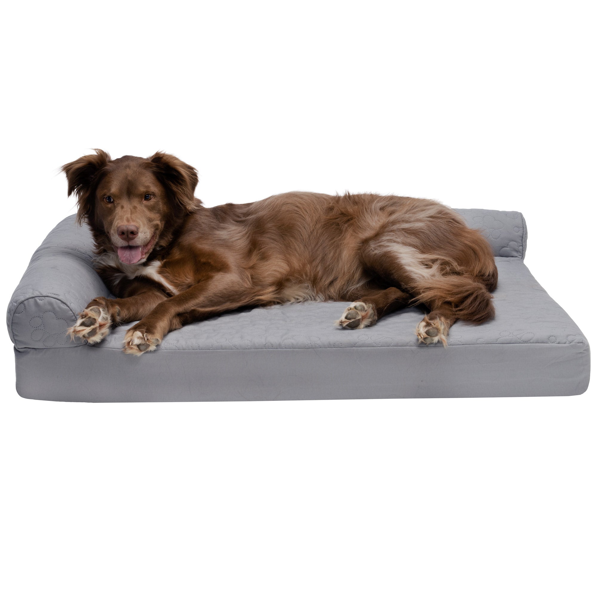 FurHaven Pet Products | Paw-Quilted Memory Top Deluxe L-Chaise - Jumbo， Titanium