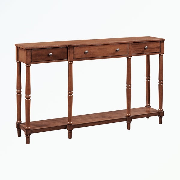 Solid Wood Console Table， with Storage Shelf and Drawer