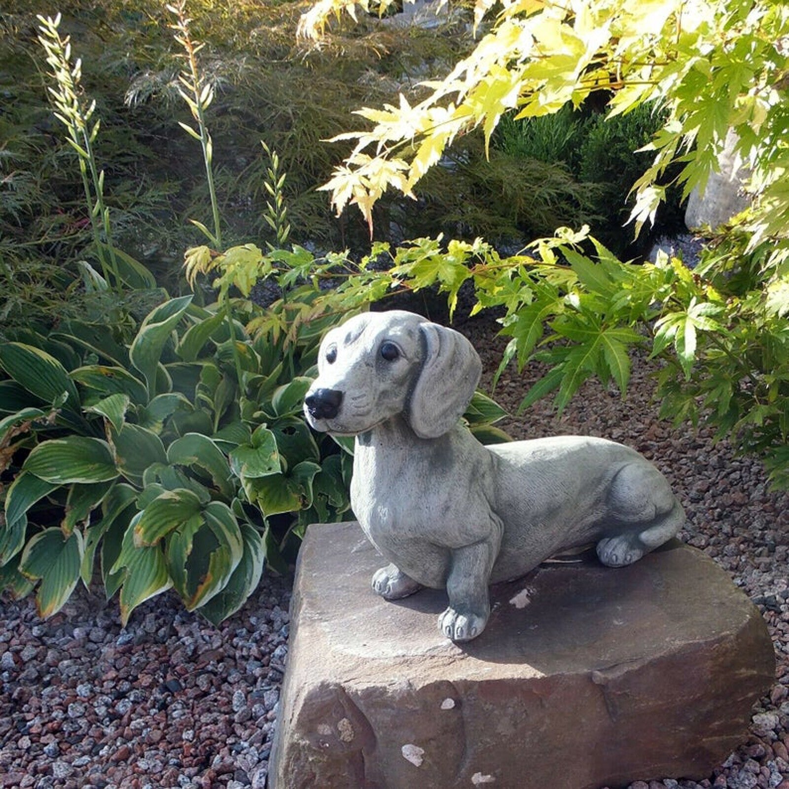 Dachshund Statue Garden Decor Memorial Dog Figurines Puppy Lying Down Decor