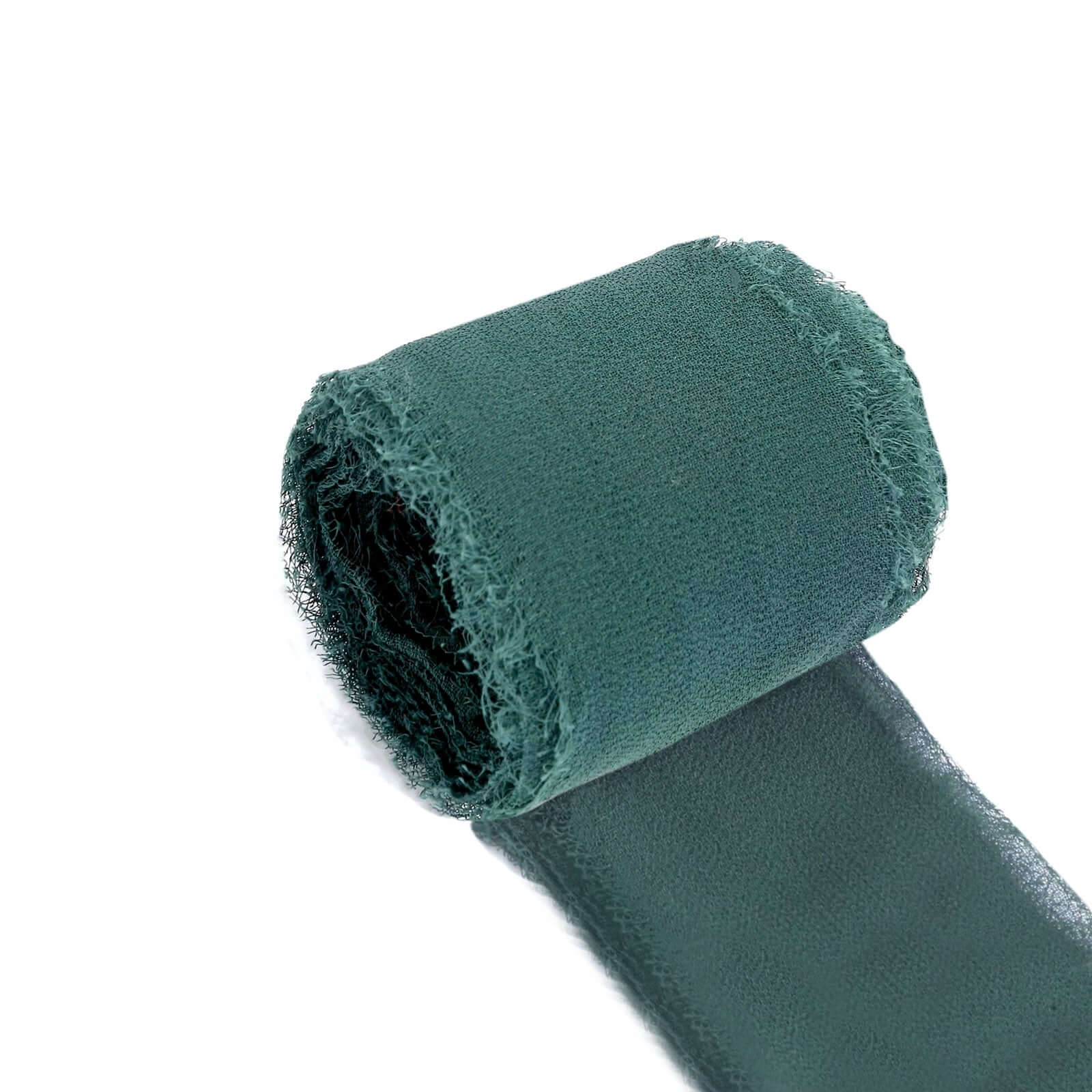 2 Pack Hunter Emerald Green Silk-Like Chiffon Linen Ribbon Roll For Bouquets, Wedding Invitations Gift Wrapping 6yd