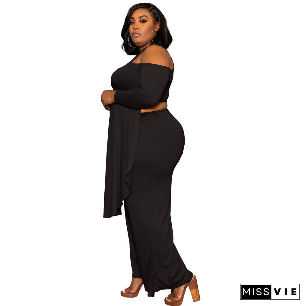 Plus Size Irregular Solid Casual Wide-leg Pants Suits