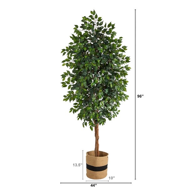 8' Ficus Artificial Tree in Handmade Natural Cotton Planter