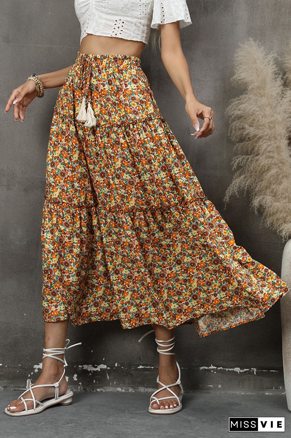 High Waist Tiered FLoral Skirt Dress