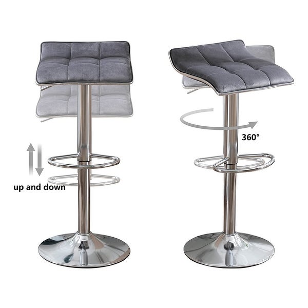 Set of 2 Square Backless Adjustable With Base Swivel Bar Stools