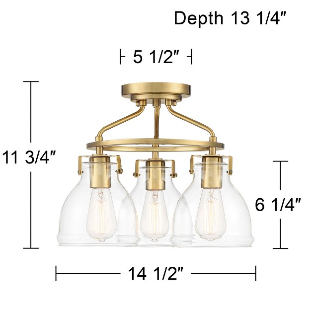 Wide Plated Soft Gold 3 light Clear Glass For Bedroom Home