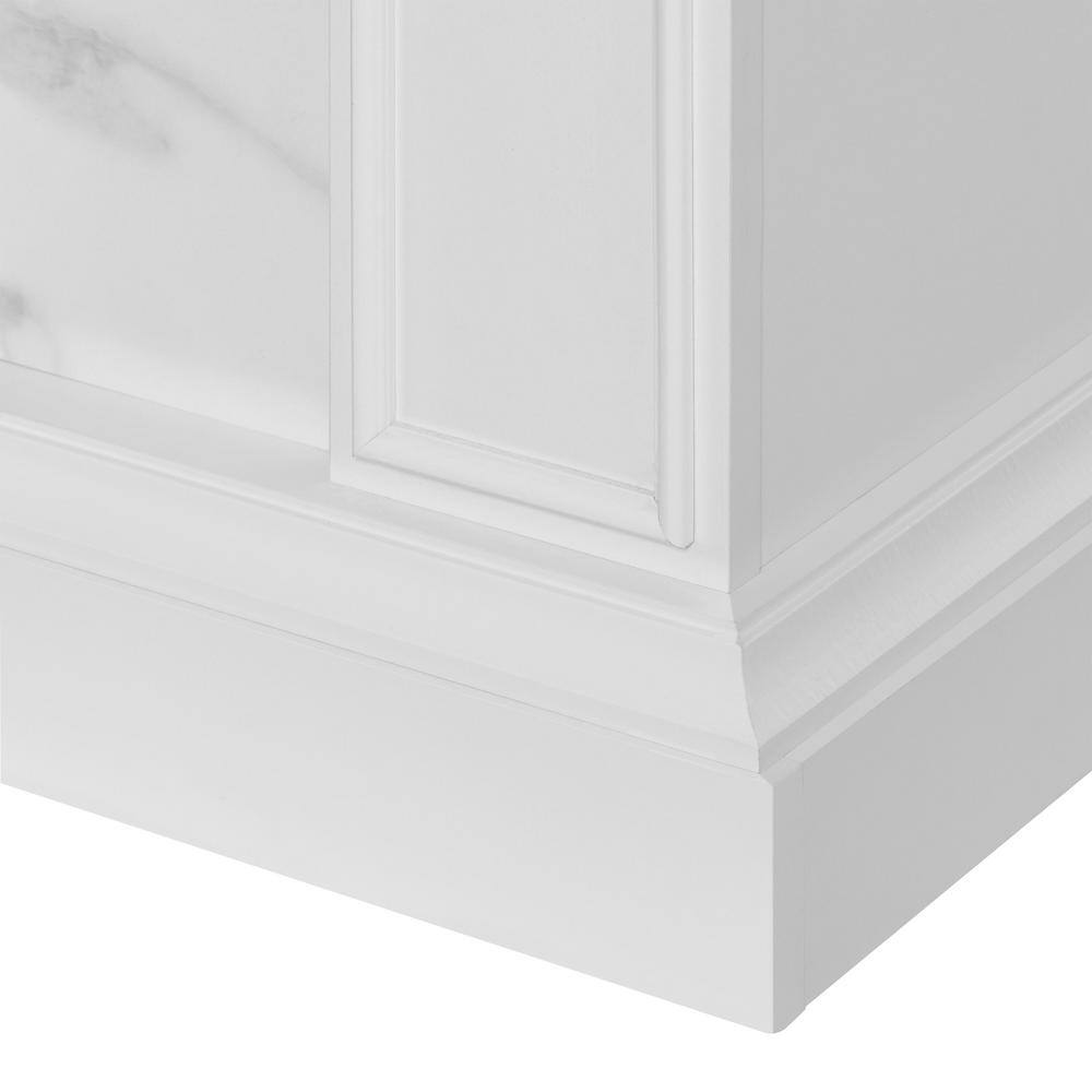 StyleWell Pritchett 53 in. W Wall Media Mantel Electric Fireplace in White Finish with White Faux Carrara Surround 150694