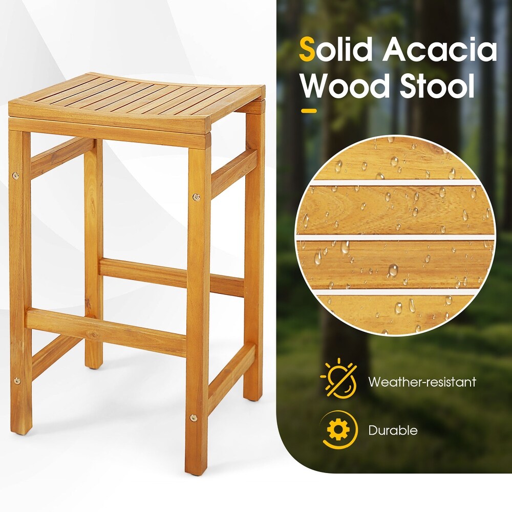 Costway 5 PCS Acacia Wood Bar Table Set 45\