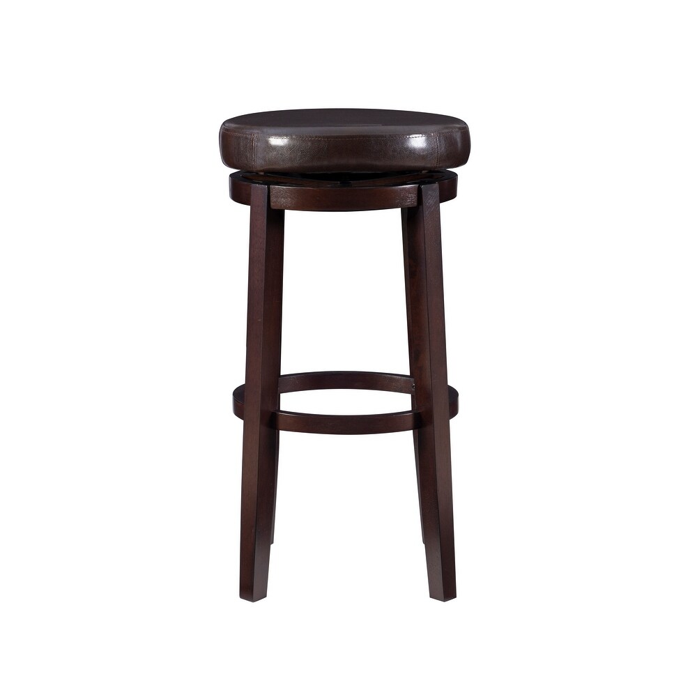 Linon Lynnly Backless Brown Faux Leather Bar Stool