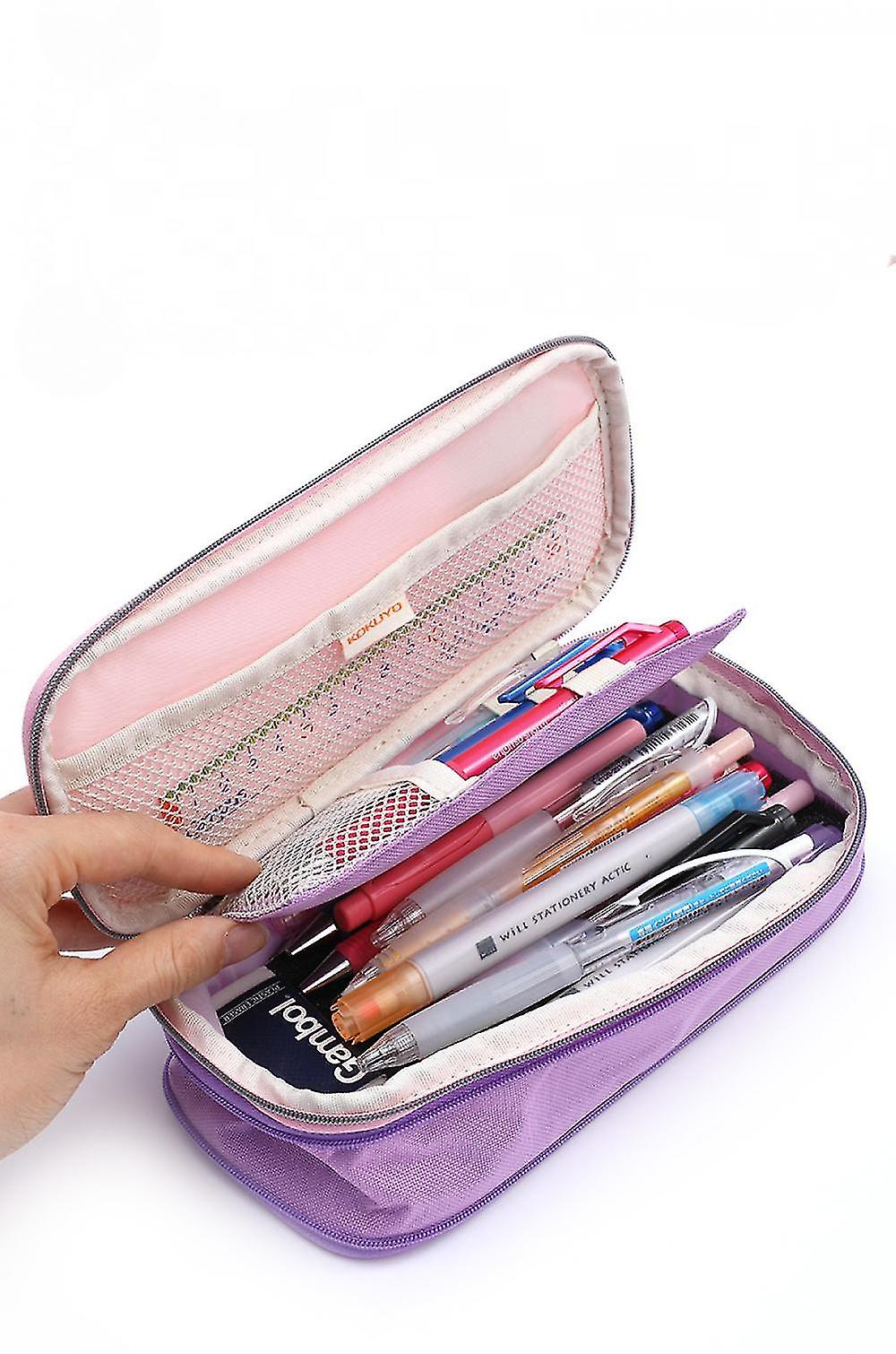 Pencil Case， Large Capacity Pen Pencil Pouch Durable Bag， Portable Travel Simple Bag， School Office Aesthetic Organizer For Girls Adults Pink Purple