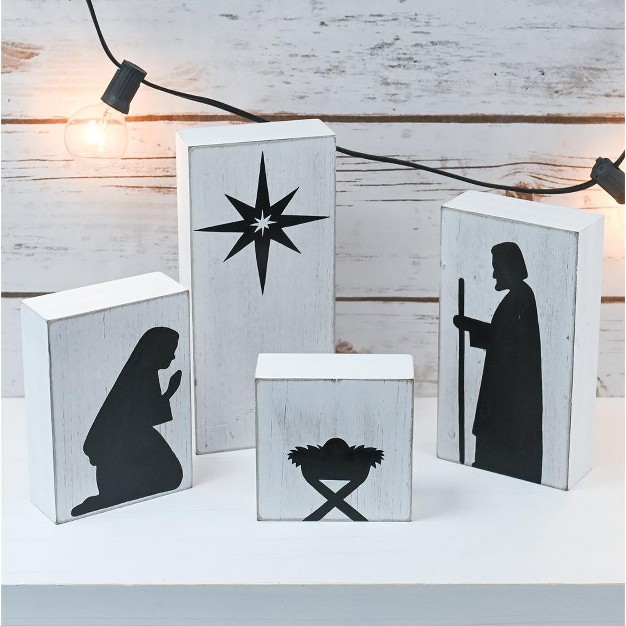 Ornativity Wooden Block Nativity Scene 4 Pc