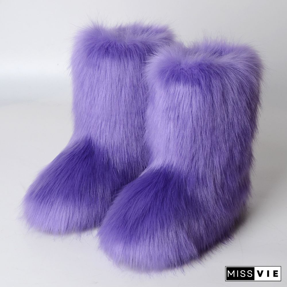 Fashion Casual Fur Boots Plus Velvet Ski Boots