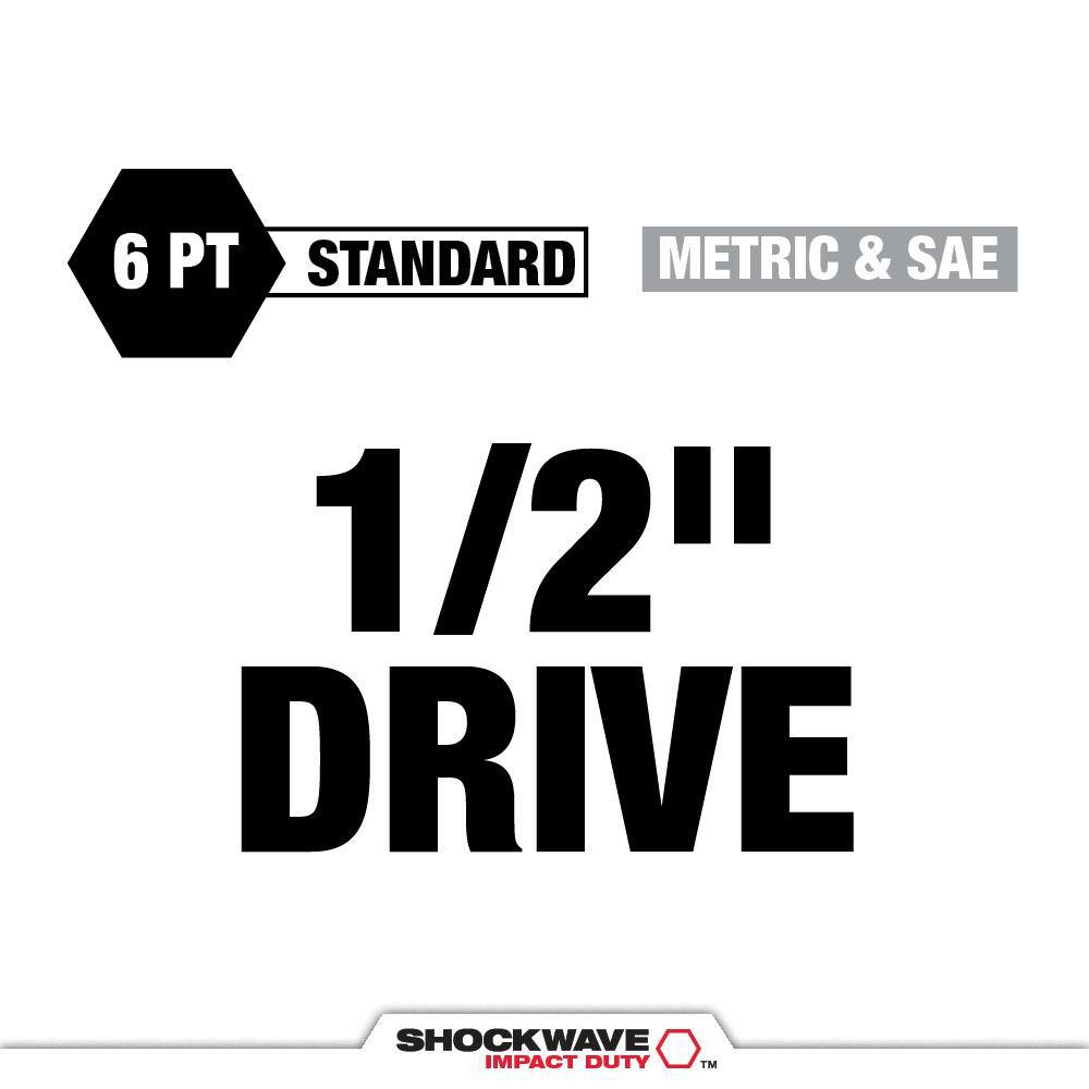 MW SHOCKWAVE Impact-Duty 12 in. Drive Metric and SAE Standard Impact PACKOUT Socket Set (27-Piece) 49-66-6804