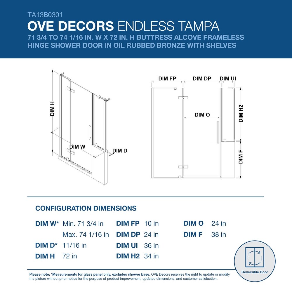 Endless Tampa Buttress 71 3/4 to 74 1/16\