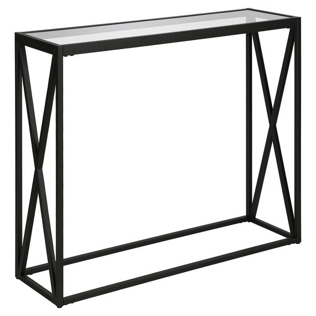 Metal Geometric Glass Top Console Table In Black Henn amp hart