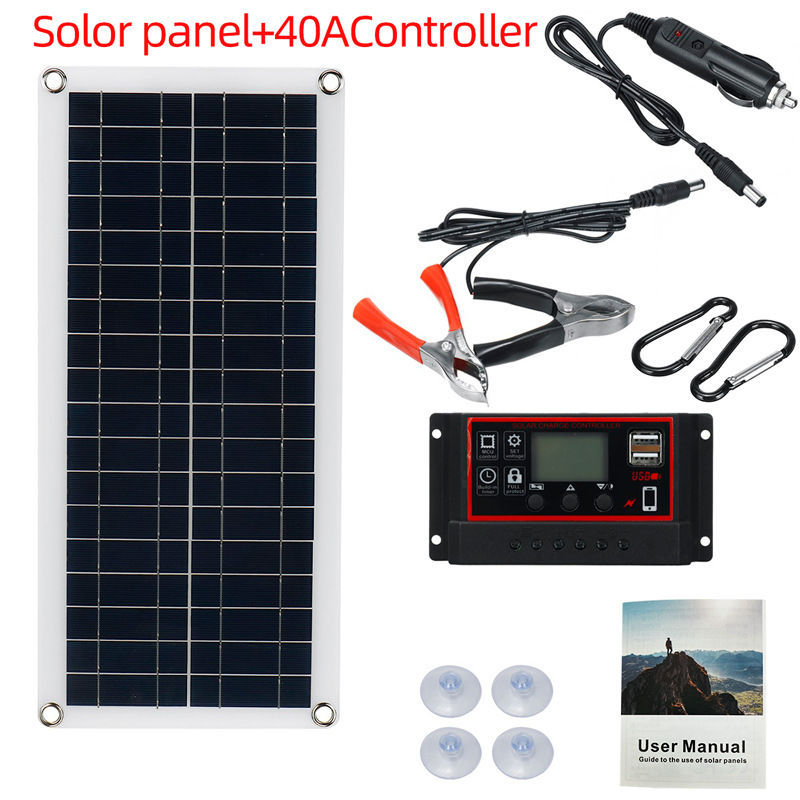 Solar Panel Kit  USB Charging Controller Portable Waterproof Emergency Battery For Phone Car MP3