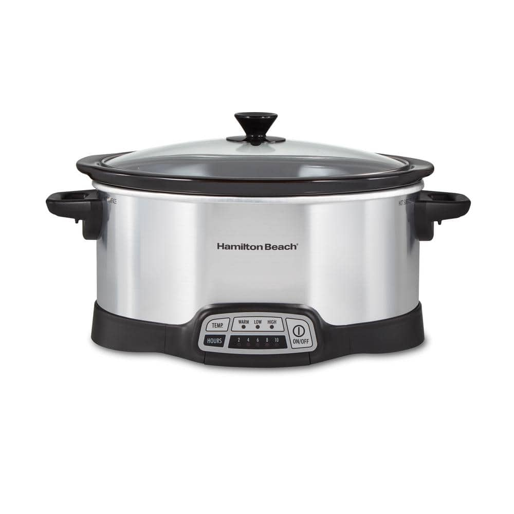 Hamilton Beach 6 qt. Programmable Silver Slow Cooker with Temperature Settings 33463