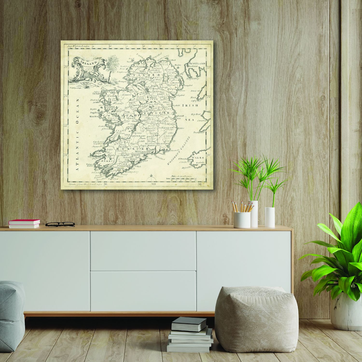 COURTSIDE MARKET Map Of Ireland Canvas Wall Art