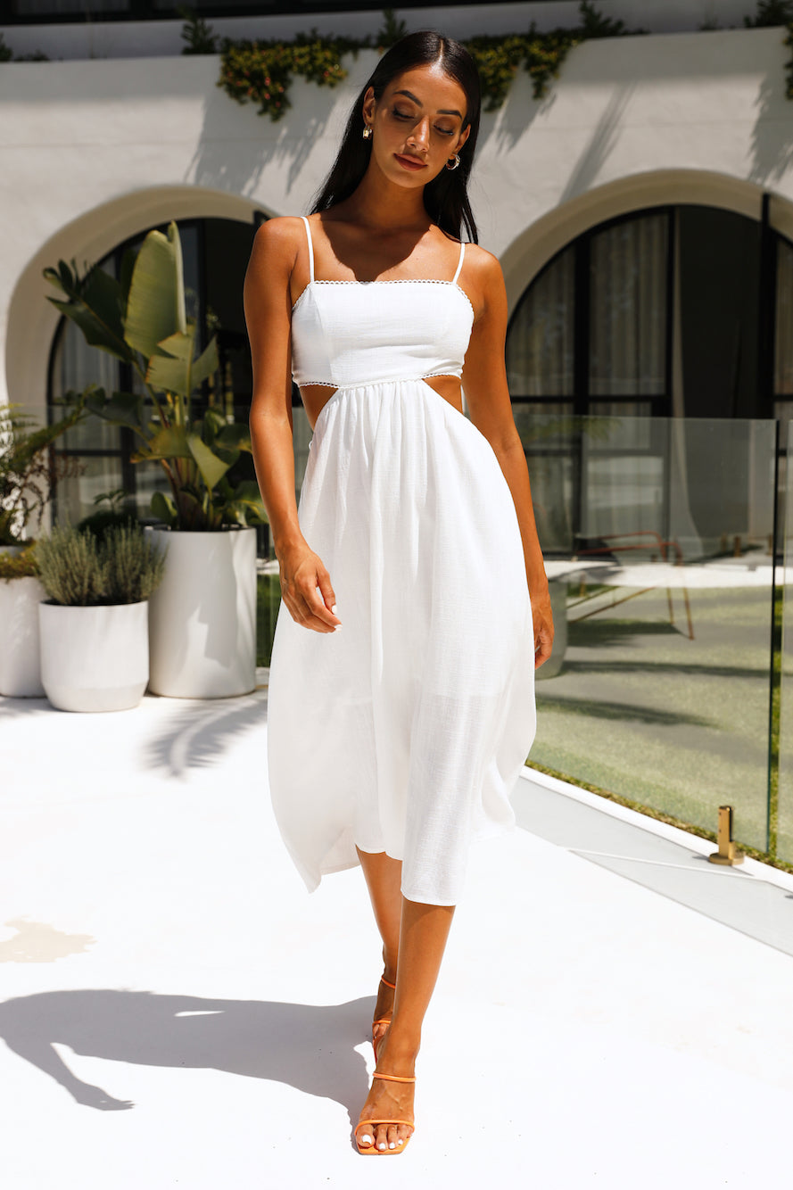 Lovely Ride Midi Dress White