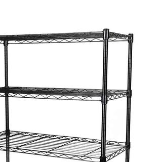 Amucolo Black 5-Tier Steel Wire Garage Storage Shelving Unit with Wheels (29.37 in. W x 60.8 in. H x 13.46 in. D) DHS-CYHK-105G