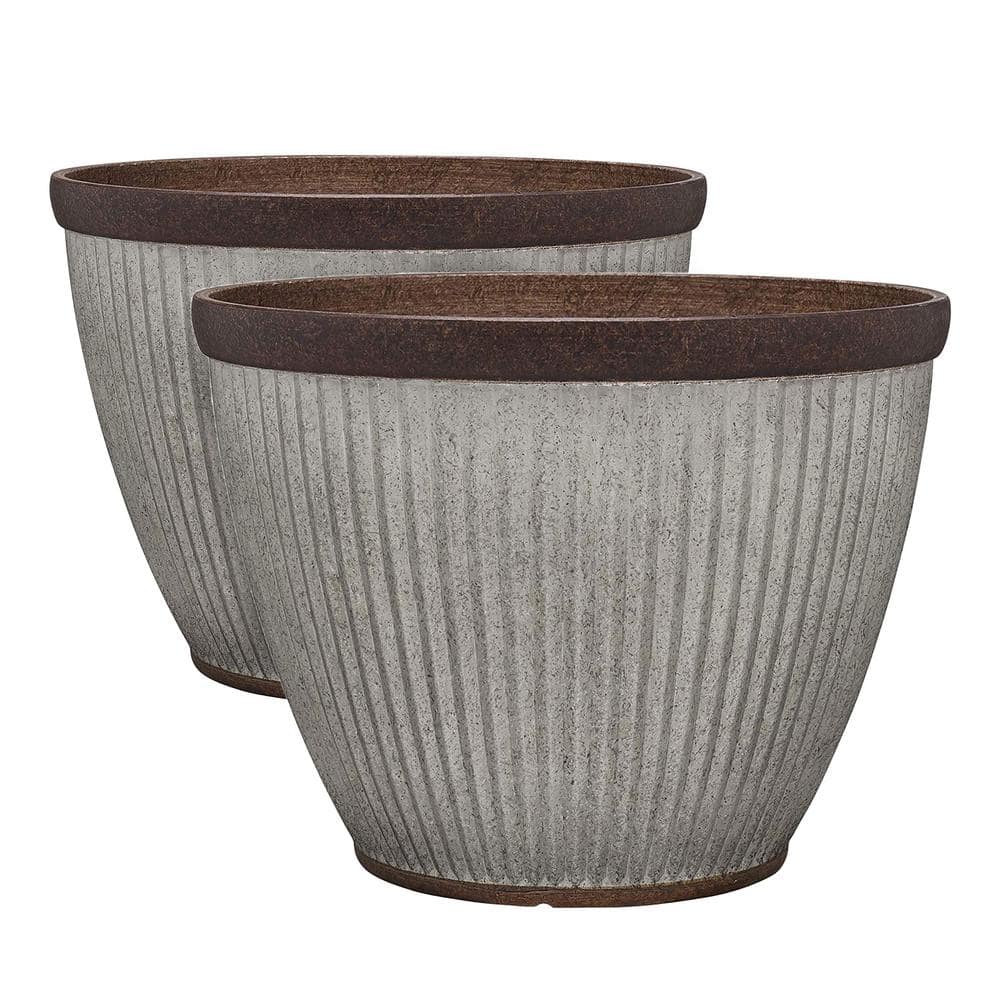 Southern Patio 20.5 Inch Rustic Resin Outdoor Planter Urn (2 Pack) 2 x SPAT-HDR-046868