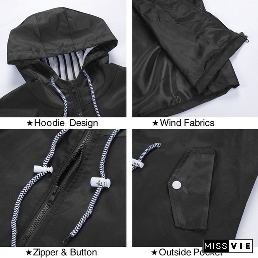 The new fashion Fashion Ladies Double Layer Waterproof Lightweight Rain Jacket Outdoor Hooded Zipper Coats Windproof Mountaineering Jackets for Women Plus Size S-5XL