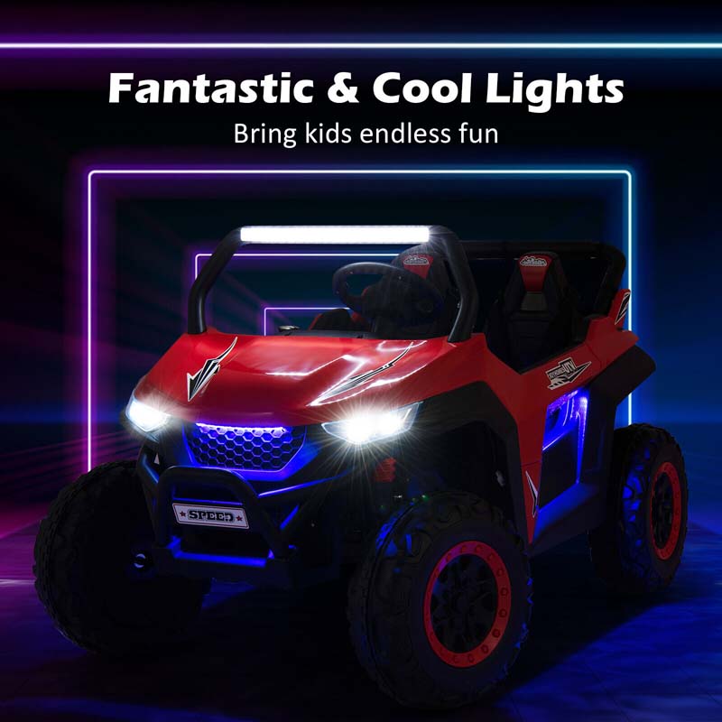 12V 2-Seater Kids Ride On UTV Car, Battery Powered RC Electric Vehicle with Lights & Music