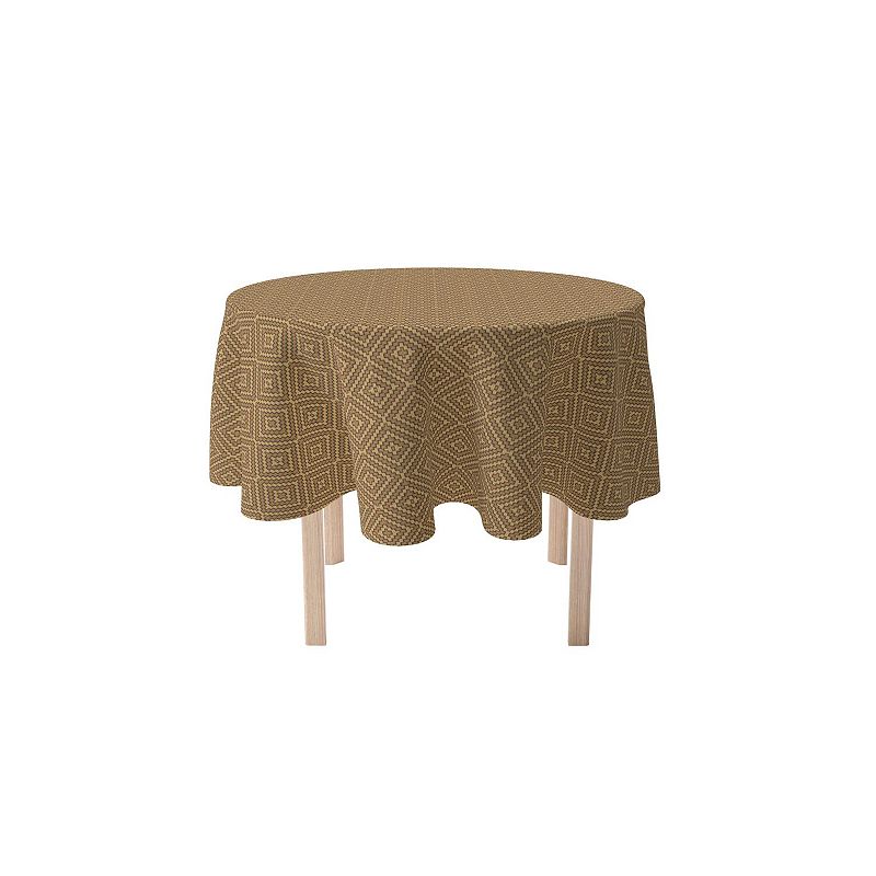 Round Tablecloth， 100% Polyester， 90 Round， Diamond Wicker Wood Work