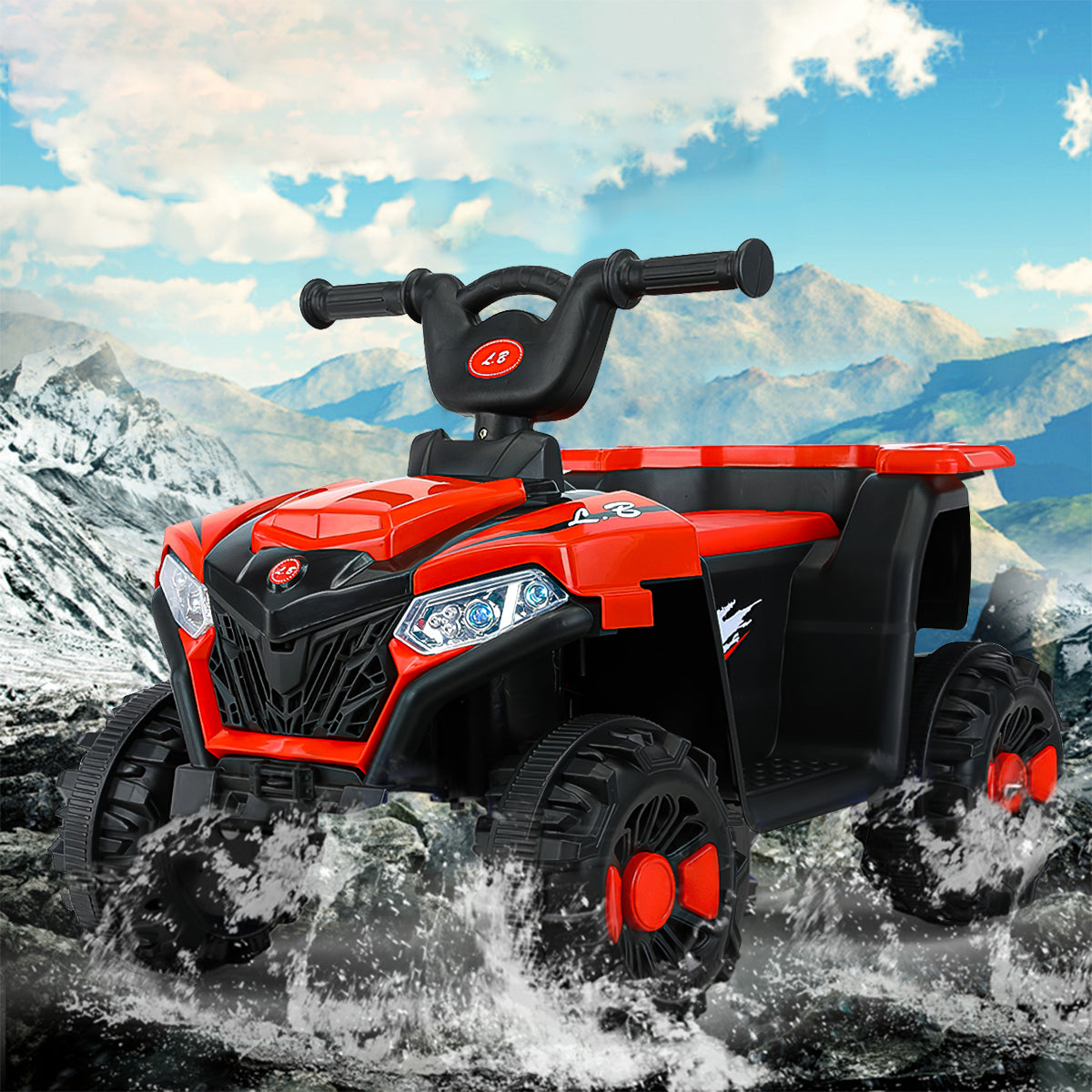 Cmgb 6V Ride On Atv for Kids,Electric 4-Wheeler Car with LED Headlights,Children's Electric ATV with LED Headlights