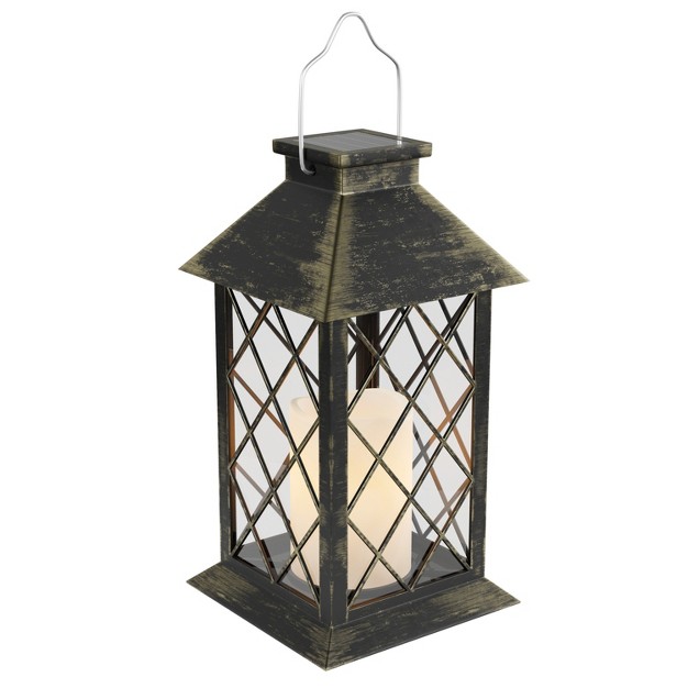 Hastings Home Solar Powered Led Lantern Antique Bronze