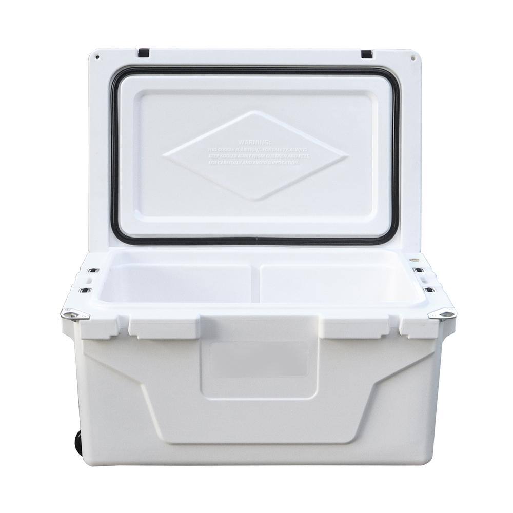 ITOPFOX Heavy-Duty Wheels 65 qt. White Chest Cooler with Bottle Opener for Beach Drink Camping Picnic Fishing Boat Barbecue H2SA22OT049