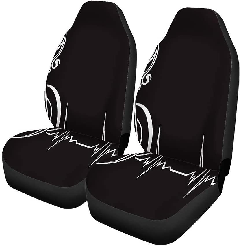 Set Of 2 Car Seat Covers Between Treble Clef And Note Cardiogram Life As Musical Universal Auto Front Seats Protector Fits