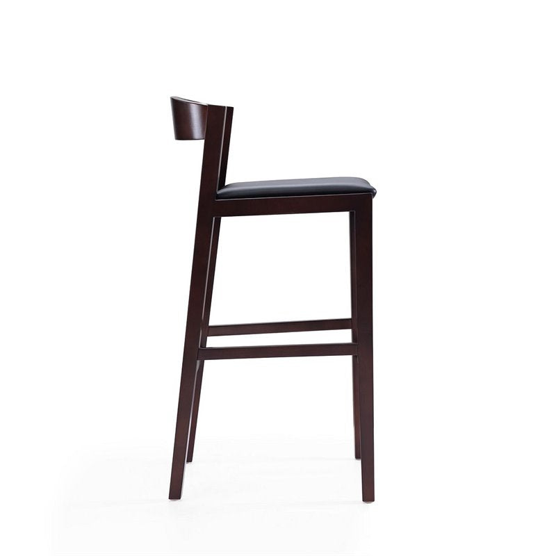 Manhattan Comfort Klismos 40.75 in. Black and Dark Walnut Beech Wood Barstool (Set of 3)