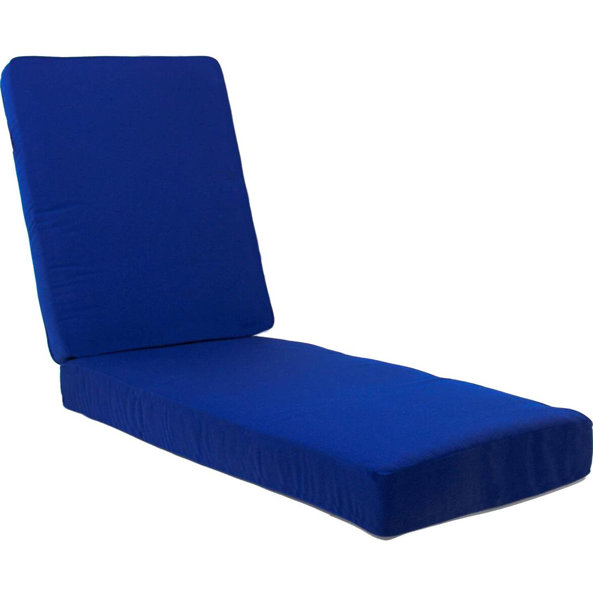 Sunbrella Canvas True Blue Long Outdoor Replacement Chaise Lounge Cushion W/ Knife Edge By Signature