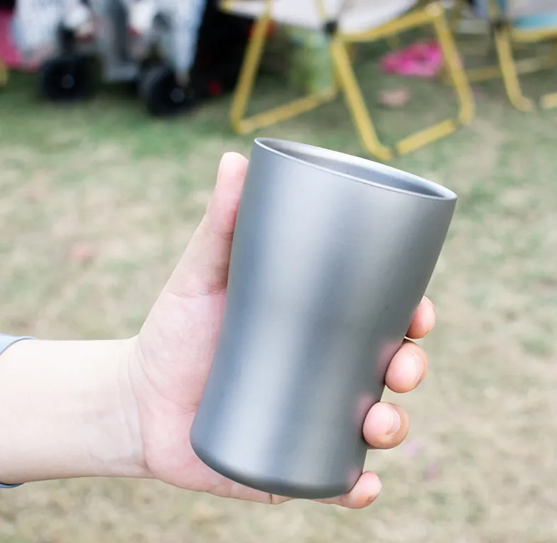 350ml Titanium Camping Hiking double walled mug cup beer mug