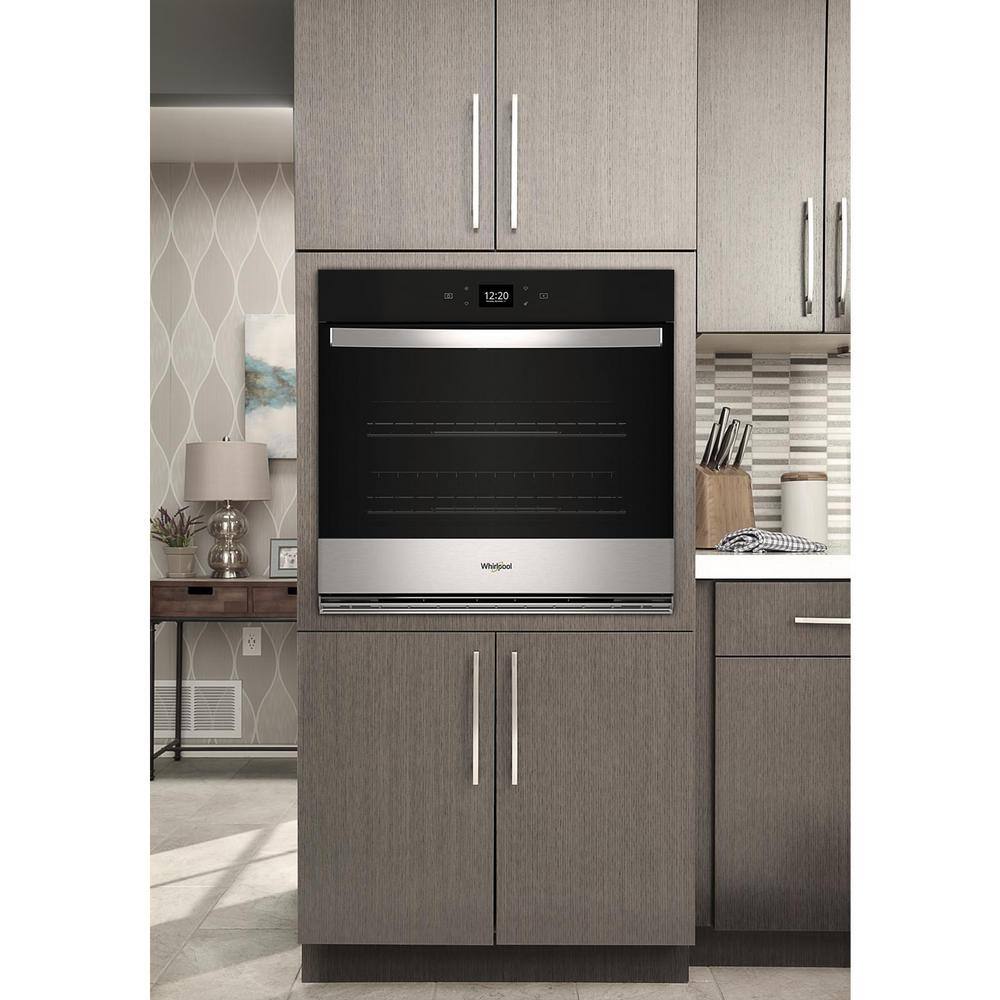 Whirlpool 30 in. Single Electric Wall Oven with Convection and Self-Cleaning Fingerprint Resistant Stainless Steel WOES5030LZ