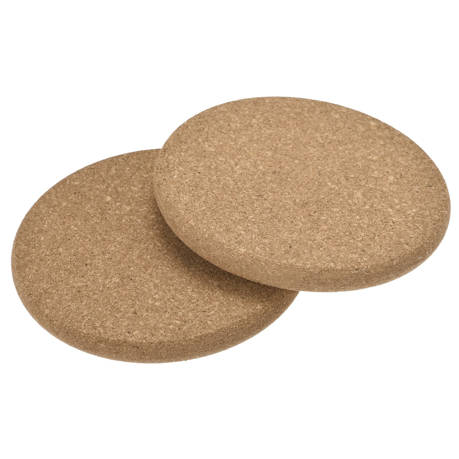 100mm Round Coasters 10mm Thick Cork Cup Mat Pad Round Edge 2pcs - Wood