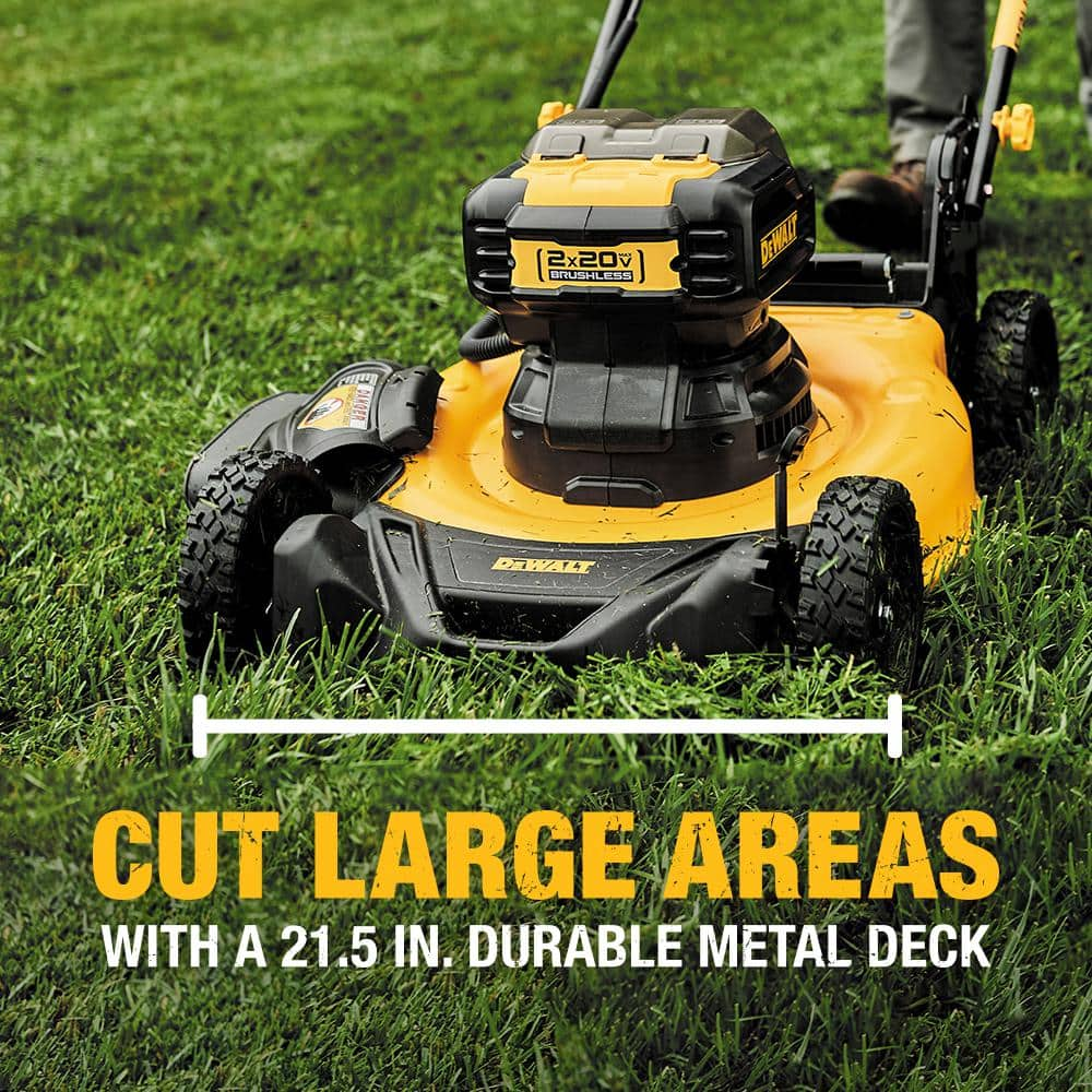 DEWALT 20V MAX 21.5 in. Battery Powered Walk Behind Push Lawn Mower with (2) 10Ah Batteries & Charger DCMWP233U2