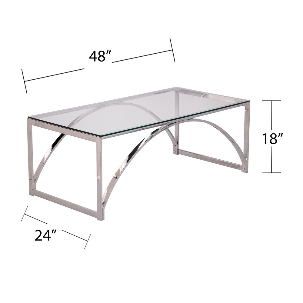 SEI Furniture Stene Contemporary Silver Glass Coffee Table