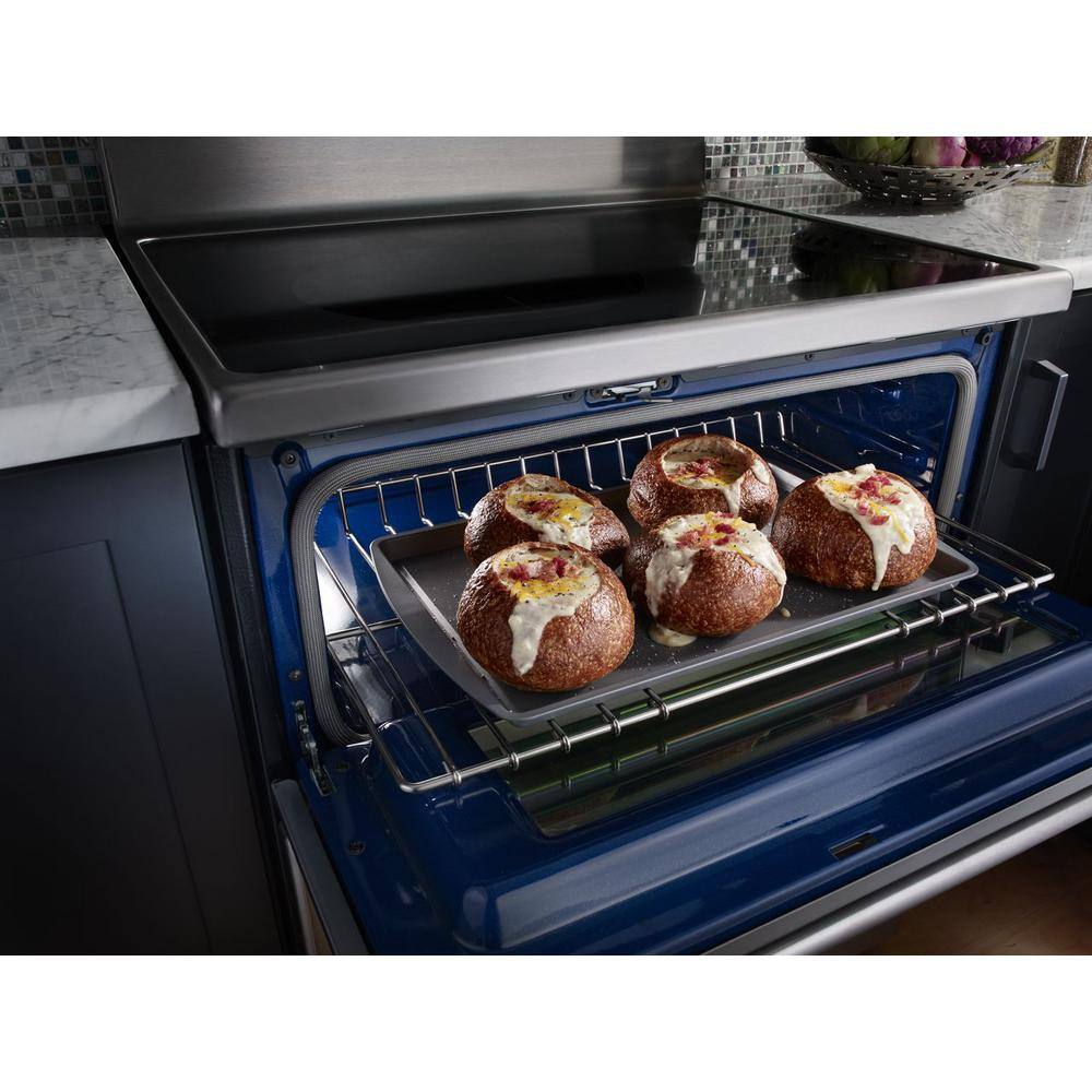 KitchenAid 6.7 cu. ft. Double Oven Electric Range with Self-Cleaning Convection Oven in Stainless Steel KFED500ESS