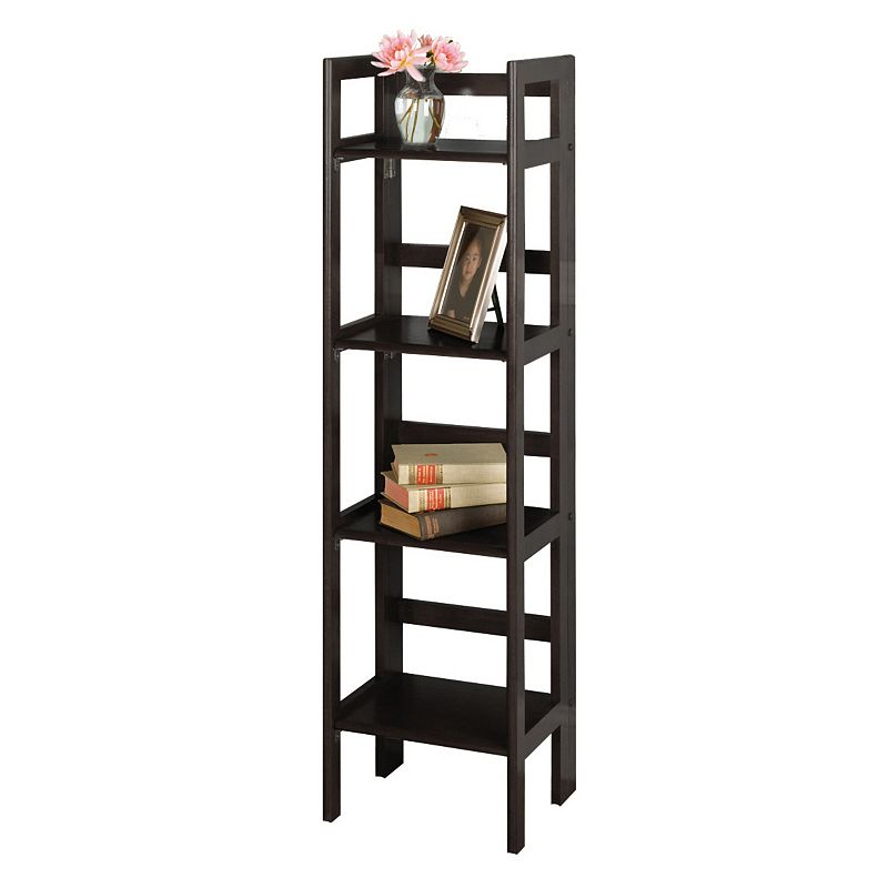 51.25 Black Elegant Terry Tall 4-Tier Folding Bookcase Shelf