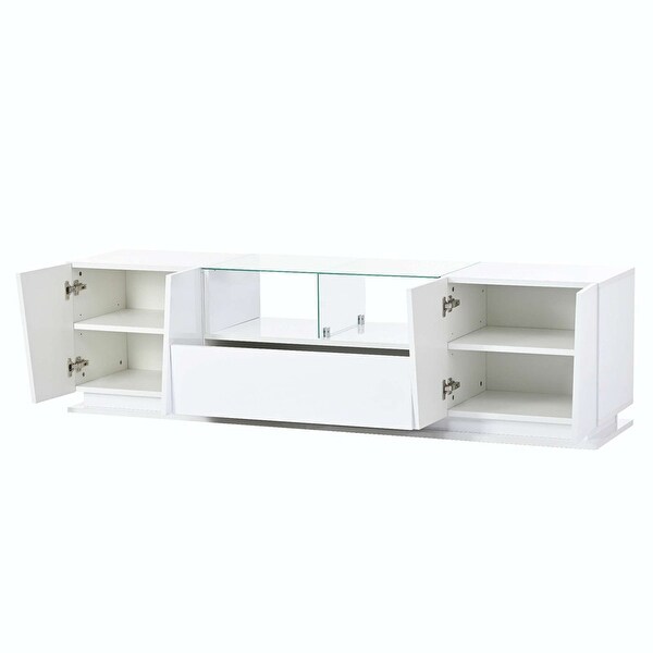 70'' Width Modern High Gloss TV Stand with Tempered Glass