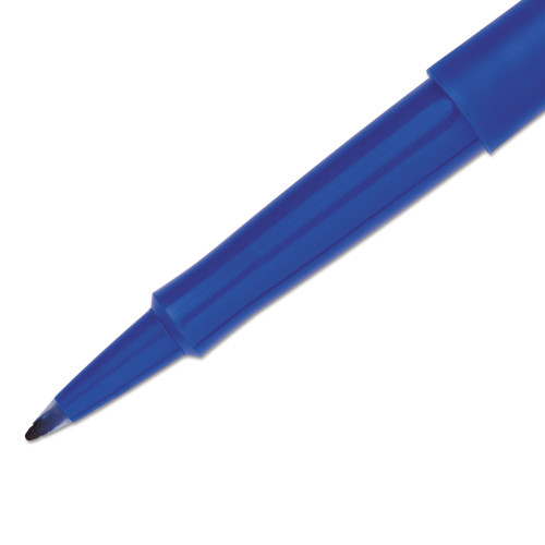 Paper Mate Point Guard Flair Stick Porous Point Pen， Medium 0.7mm， Blue Ink/Barrel， Dozen (8410152)