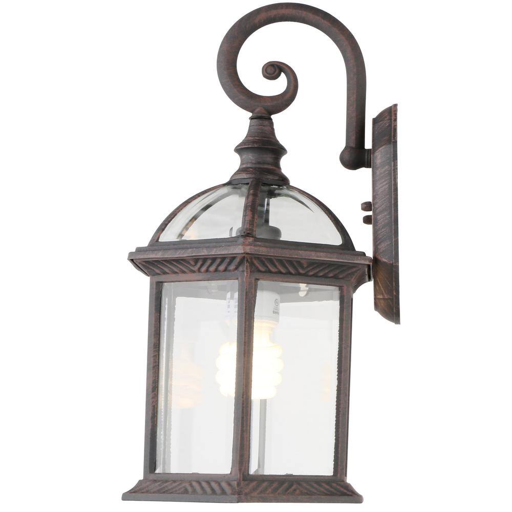 Hampton Bay Wickford 1-Light Weathered Bronze Outdoor Wall Light Fixture with Clear Glass (2-Pack) 7072-2RT