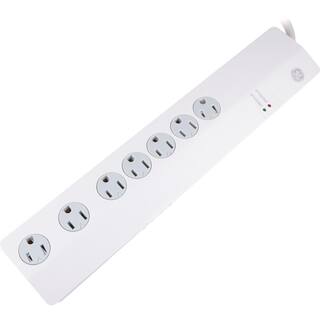 GE 3 ft. 7-Outlet Surge Protector Power Strip White 34768