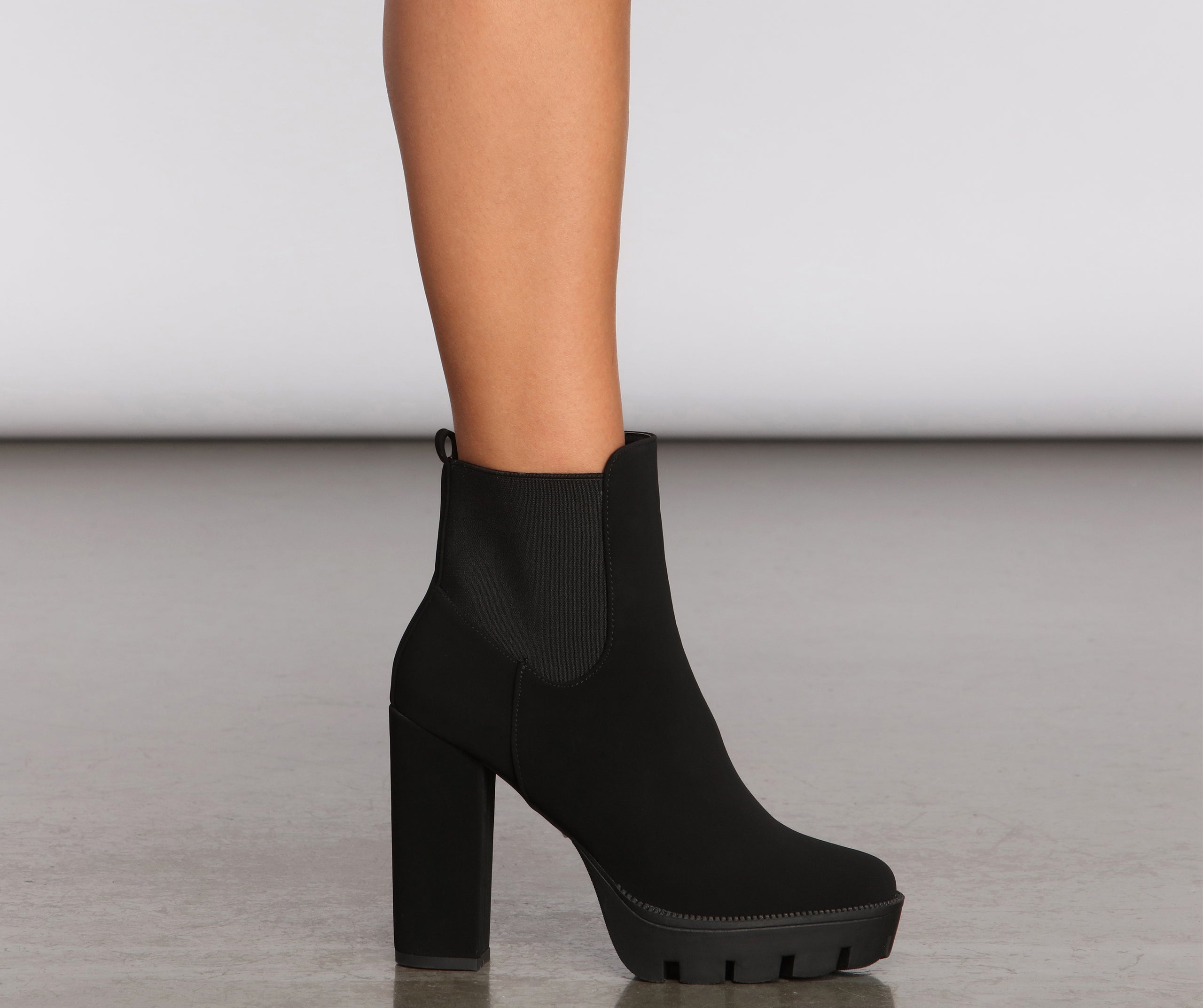 Walk In The Park Lug Heeled Booties